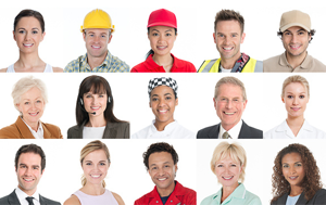 Tiled profiles of several workers in different professions