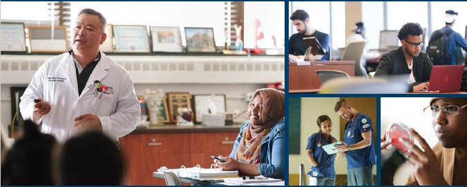 decorative image showing students in career and technical education